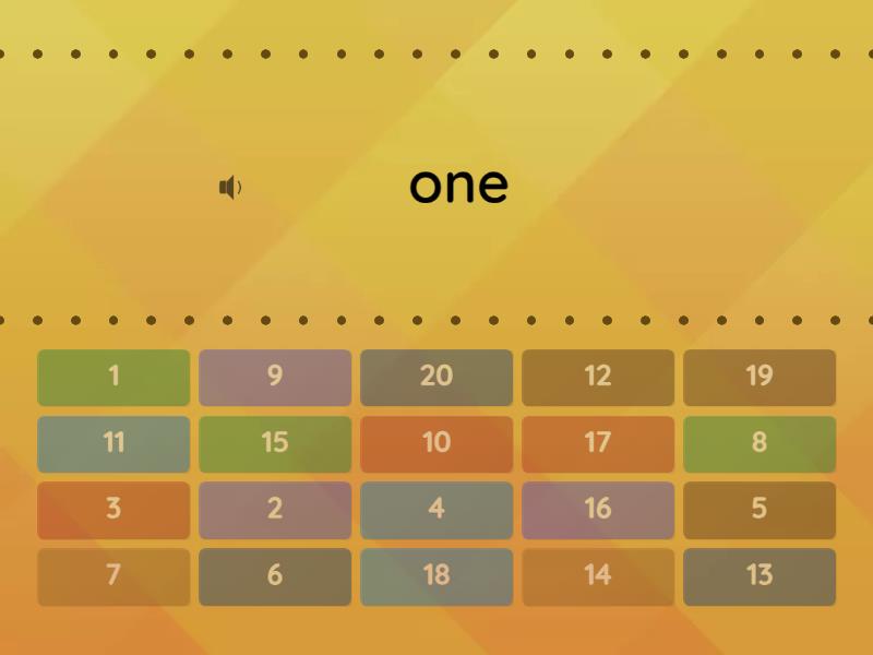 Go getter 1 unit 0.2 numbers 1-20 - Find the match