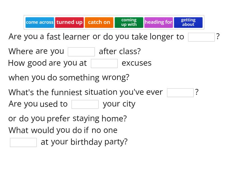 U8: Phrasal Verbs - Missing Word