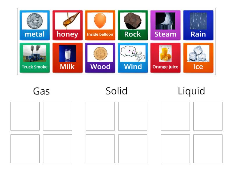 Solid, Liquid, Gas Sort Group sort