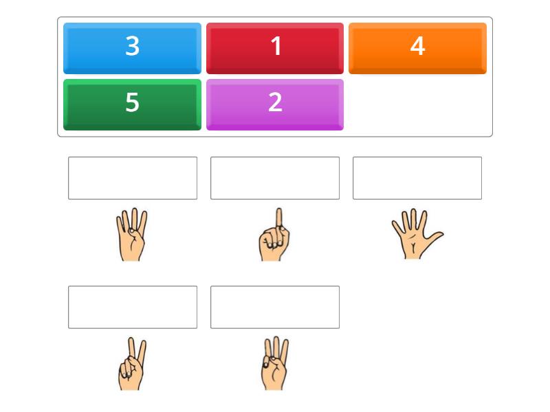 汉语数字。numbers 1-5 in fingers. - Match up