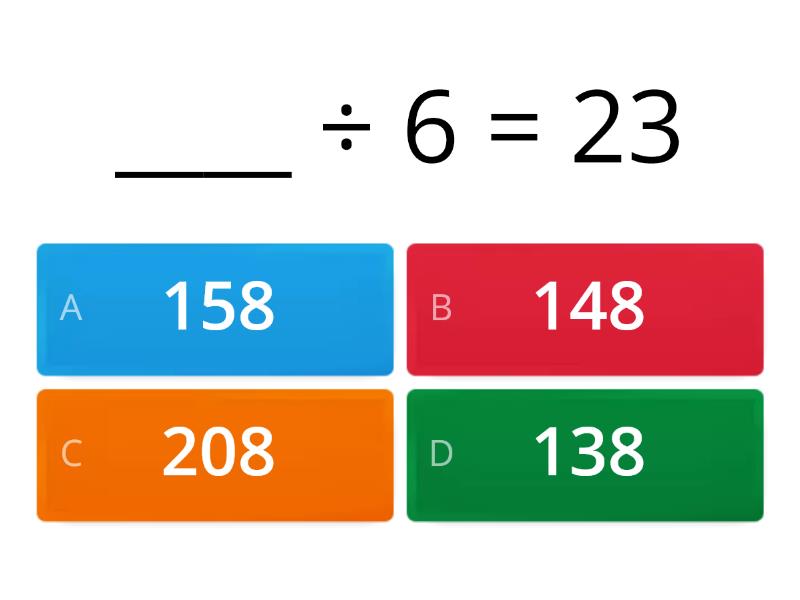 Operações inversas - Divisão e subtração - Quiz