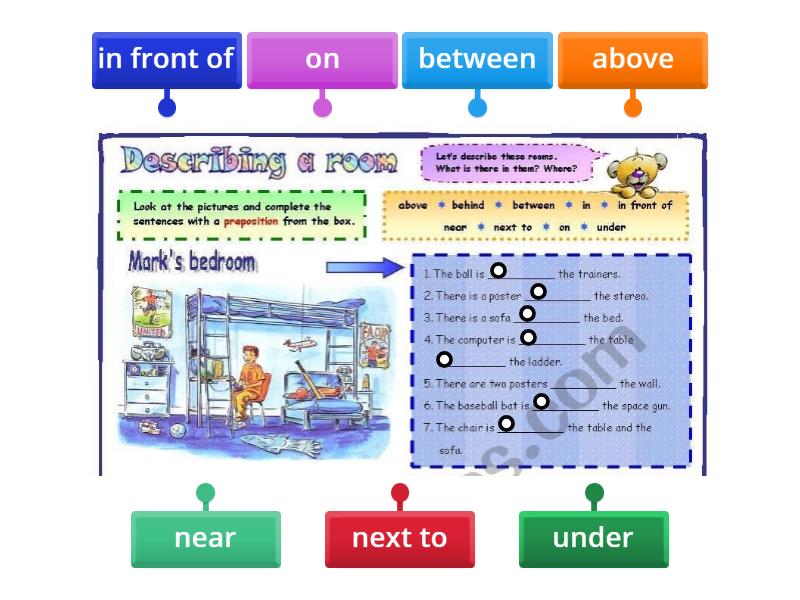 Prepositions - Labelled diagram