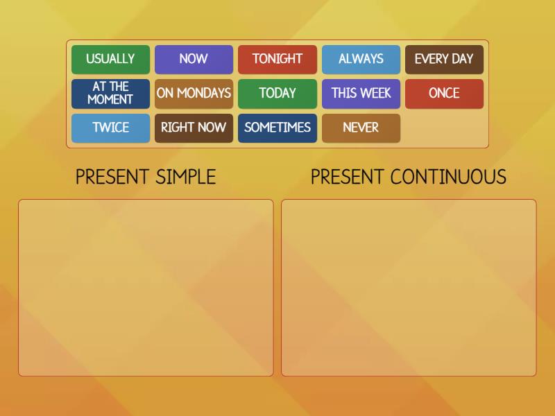 PRESENT SIMPLE VS PRESENT CONTINUOUS - TIME EXPRESSIONS - Classifique ...