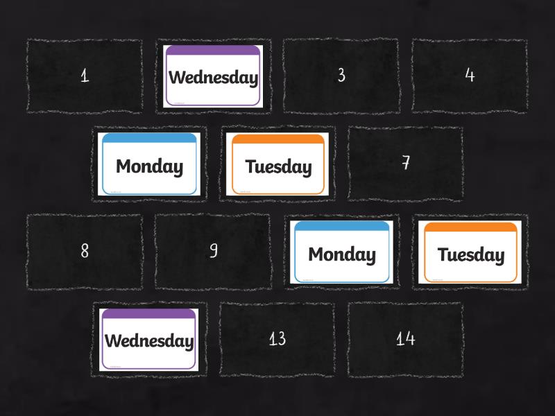 Days of the week - Matching pairs