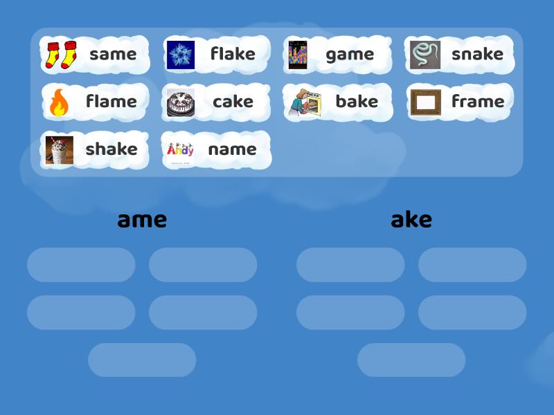 -ake -ame word sort - Group sort