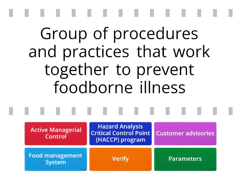 ServSafe Ch. 8 - Food Safety Manangement Systems - Find The Match