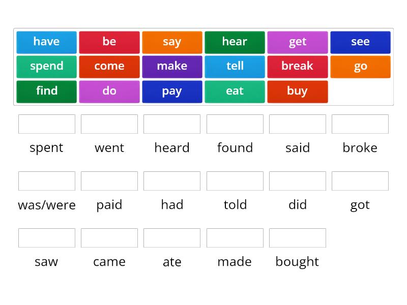 irregular verbs a2 - Match up