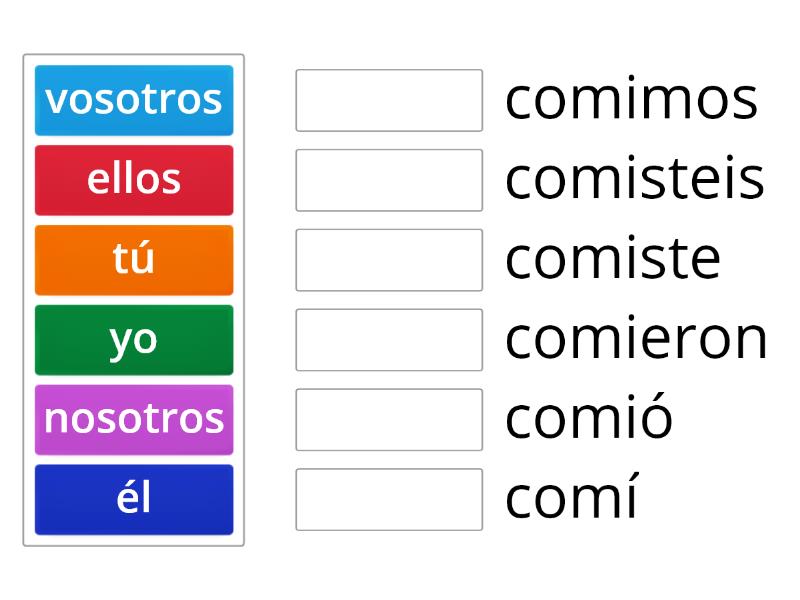 verbo-comer-past-tense-match-up