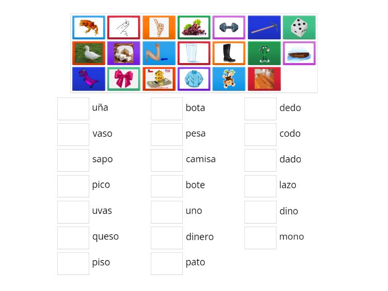 Relacione cada imagen con la palabra correcta - Une las parejas