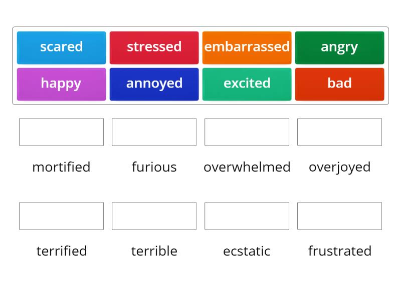 Base and Strong Adjectives of Emotion - Match up