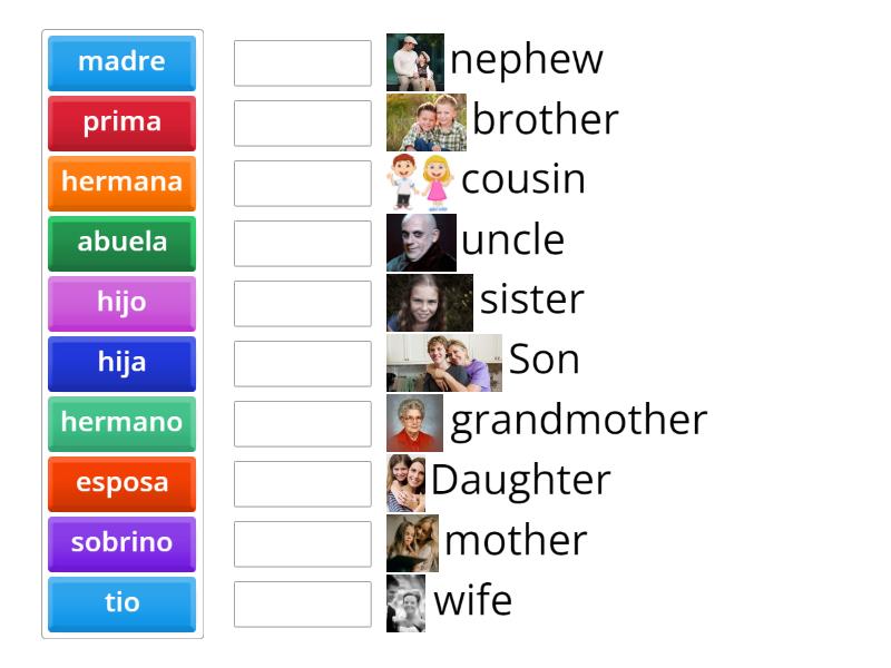 Miembros de la familia - Une las parejas