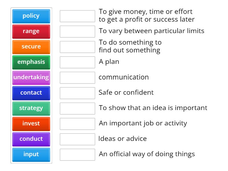 Chapter 16 Vocabulary Match Up