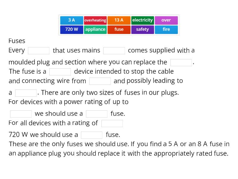Fuses Complete the sentence