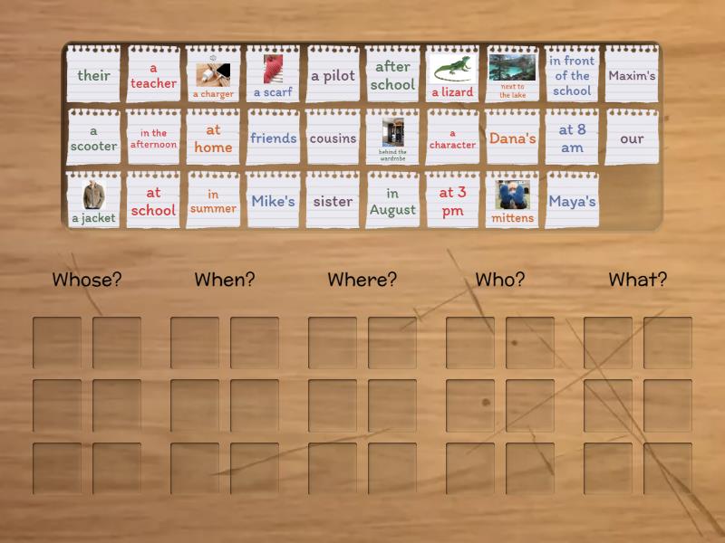 Super Minds 2 question words consolidation - Group sort