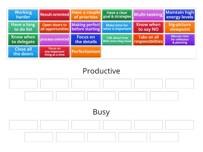 Busy VS Productive. Which one are you? - Group sort