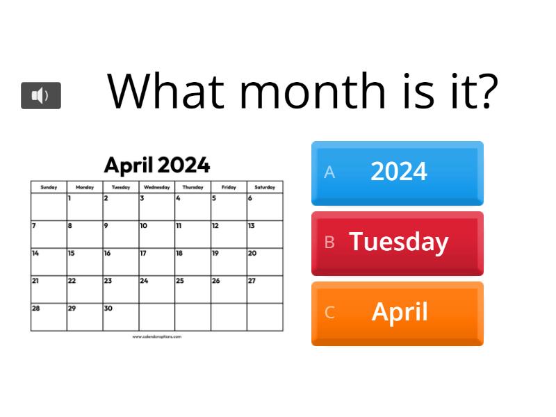 Calendar work april 2024 audio included quiz