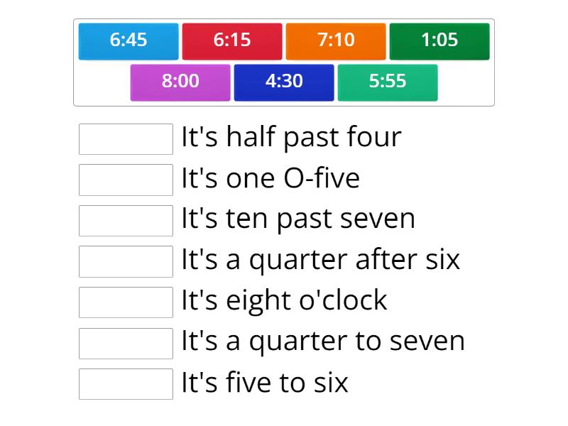 telling the time - Match up