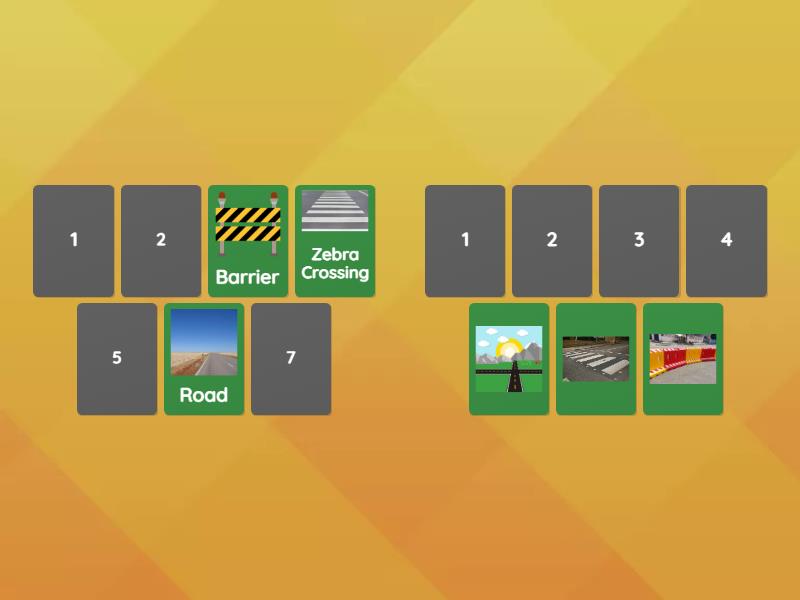 matching pair Road Vocabulary - Matching pairs