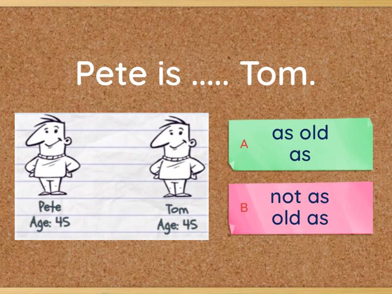Comparison model 'as... as / not as ... as' - Quiz