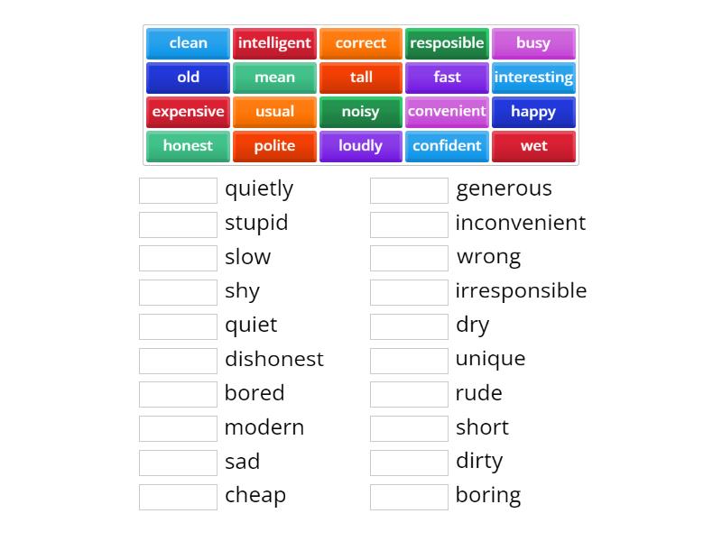 Teen Express B1/U2 Episode 3 - antonyms - Match up