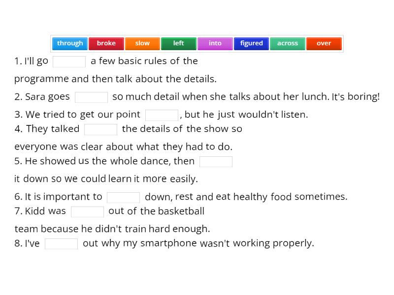 7C Vocabulary practice - Complete the sentence