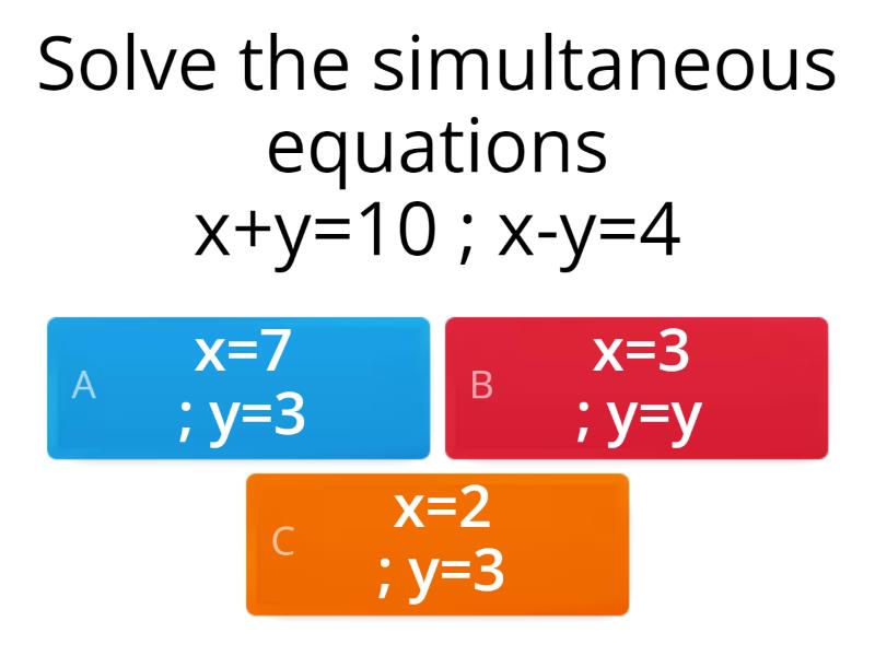 Solving Simultaneous Equations Cuestionario