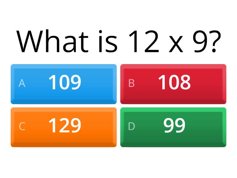 9 X Tables Quiz