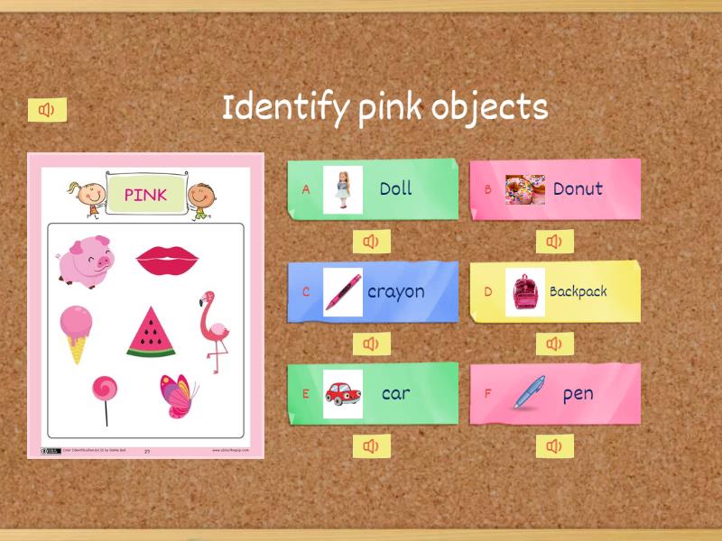 Identify pink objects and repeat them. - Cuestionario
