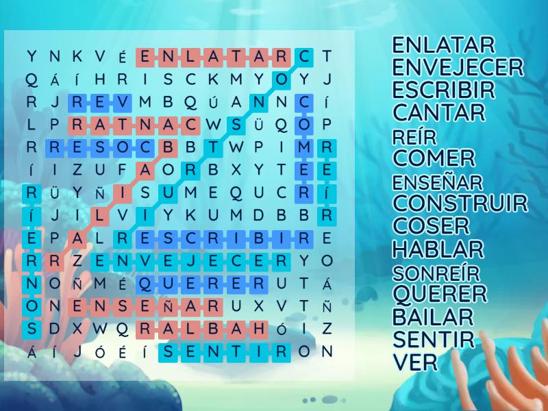 Sopa De Letras Verbos En Infinitivo Wordsearch