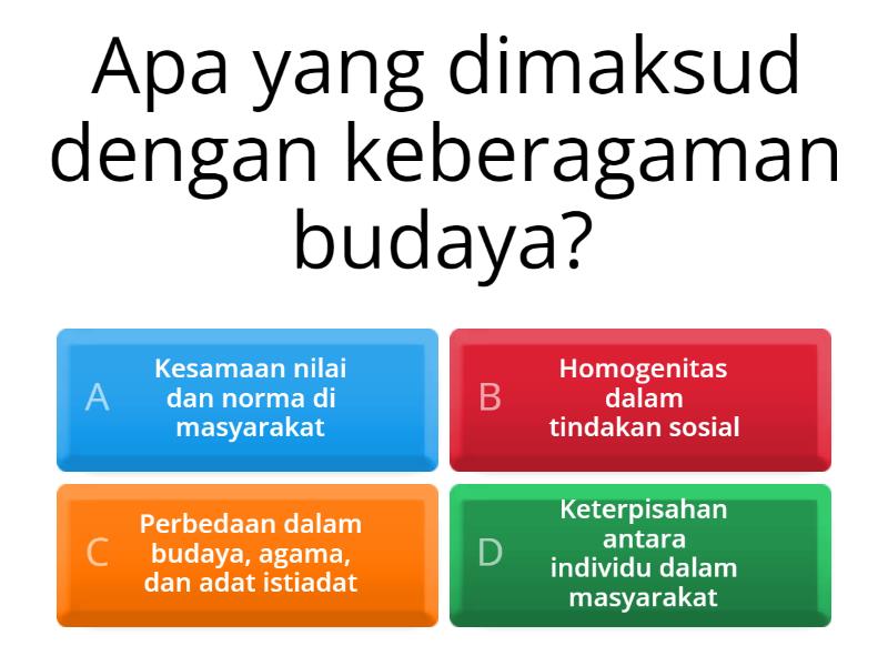 Keberagaman Budaya di masyarakat - Quiz