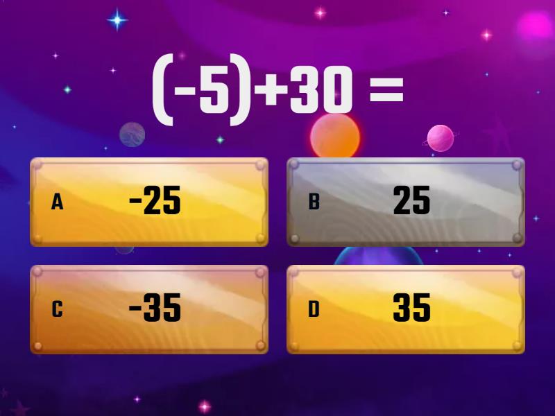 Penjumlahan bilangan bulat quiz