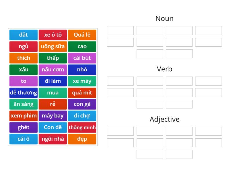 parts-of-speech-noun-verb-or-adjective-ordenar-por-grupo