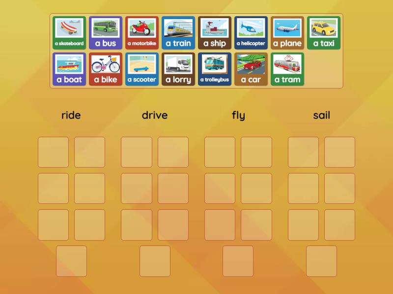 ride / drive / fly / sail - Group sort