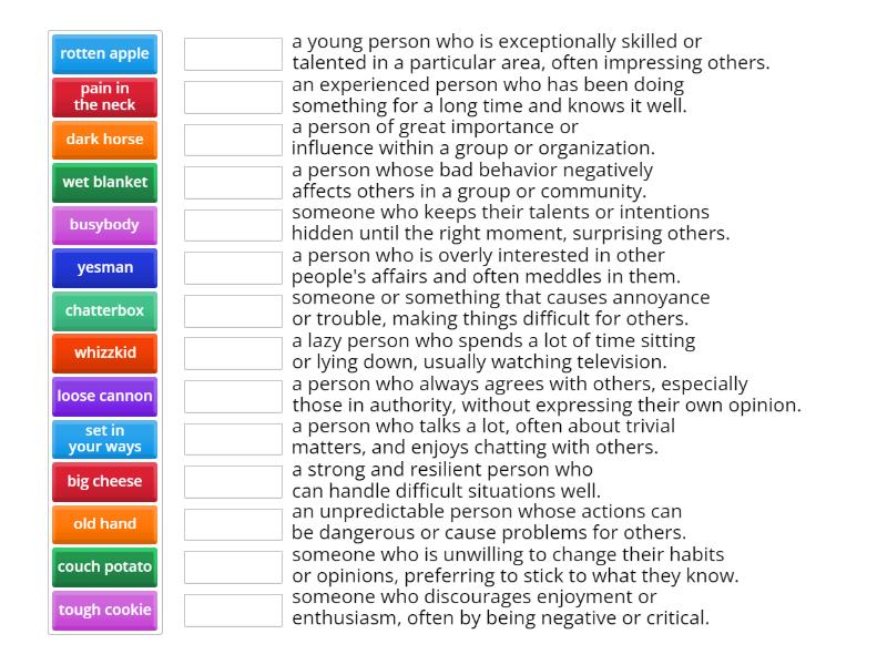 SpeakOUt advanced personality idioms revision (1) - Match up