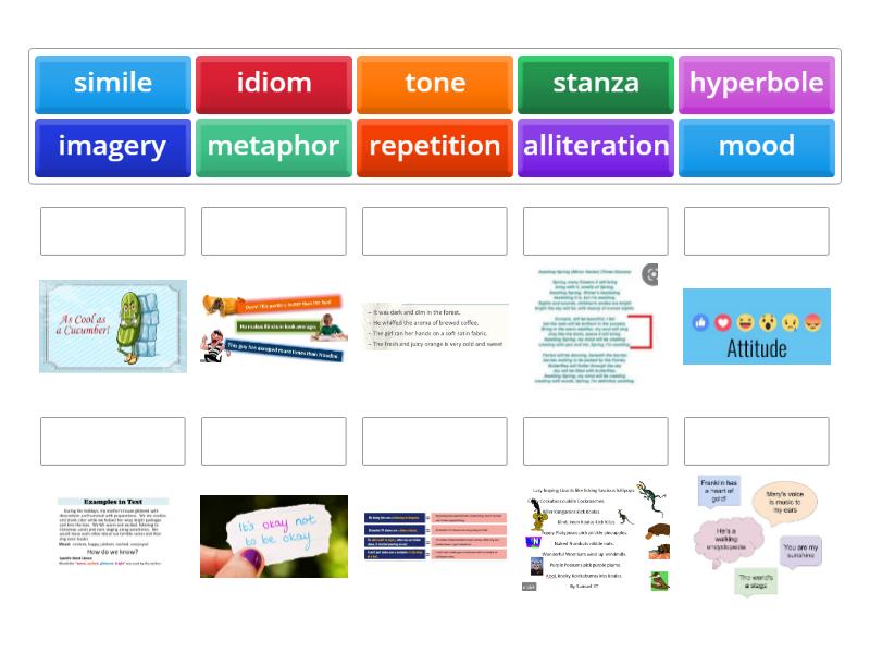 Poetic Devices - Examples - Match up