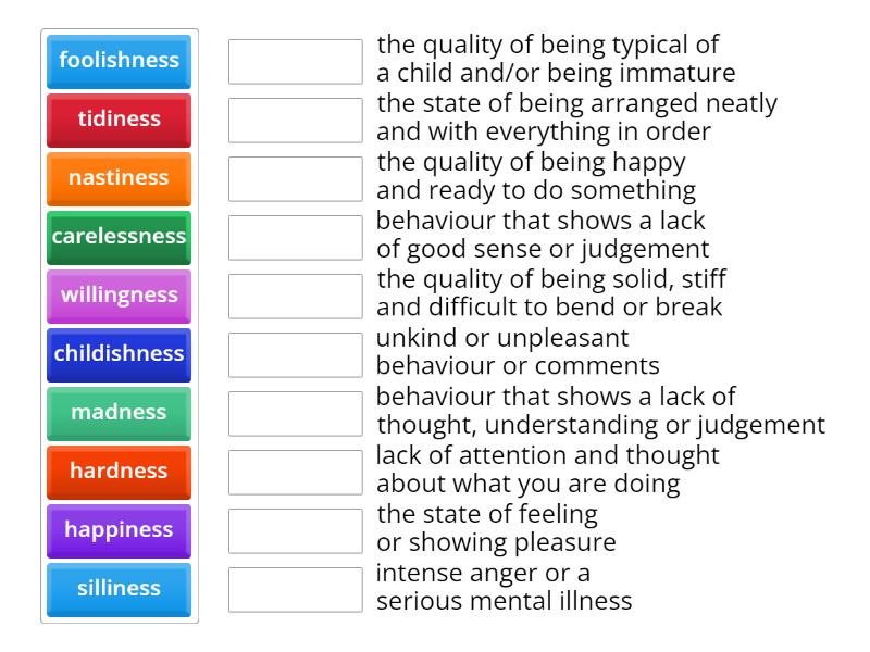 Nouns ending in -ness () - Match up