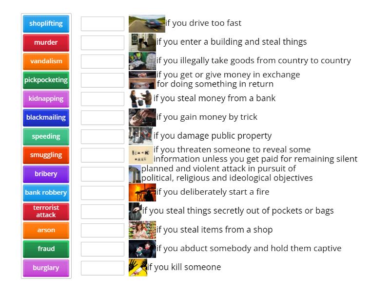 TYPES OF CRIMES - Match up
