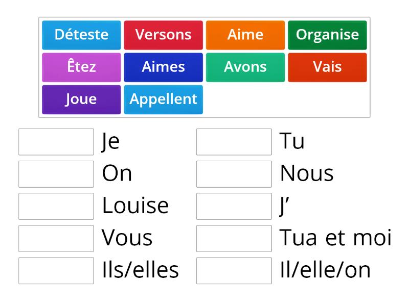 Les Verbes regulier - Match up