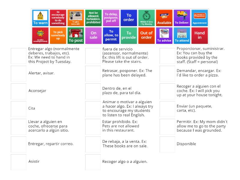 B1 Common Exam Vocabulary Match Up