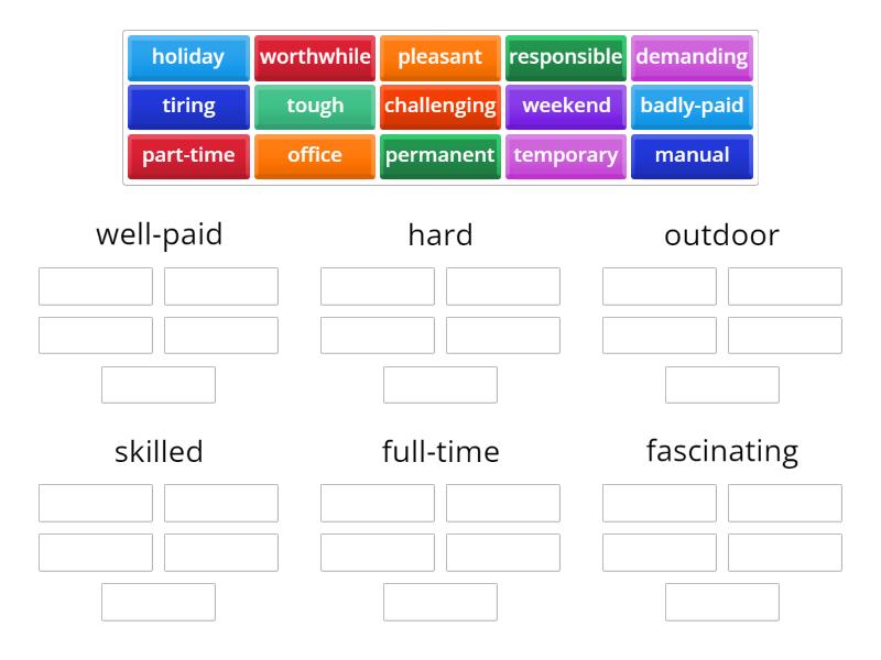 a ... job/...work - Group sort
