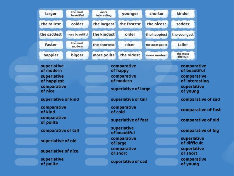 Adjectives comparative and superlative match up