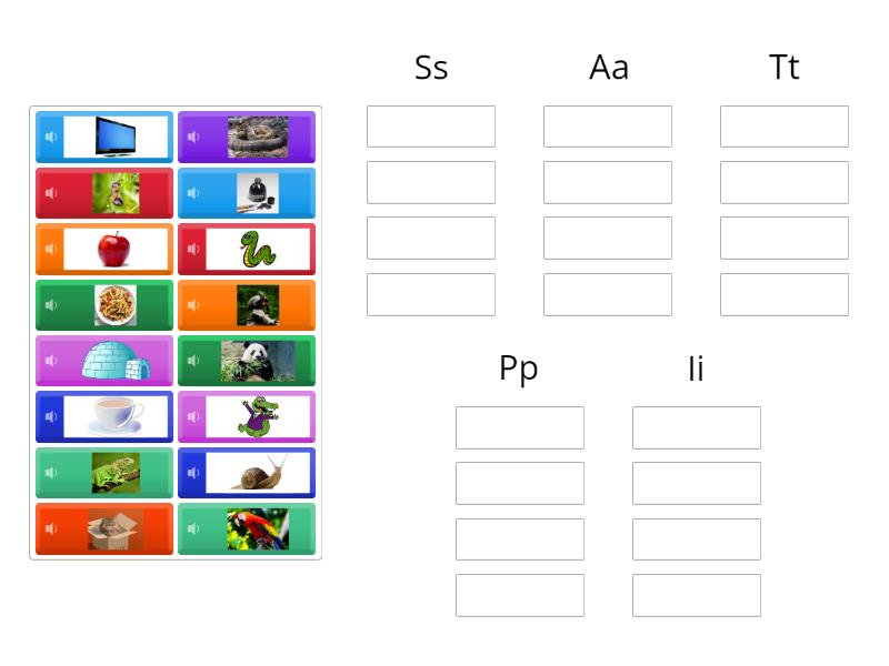 Ss Aa Tt Pp Ii Words Sorting - Group sort