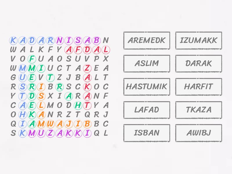 KUIS MATERI ZAKAT - Wordsearch