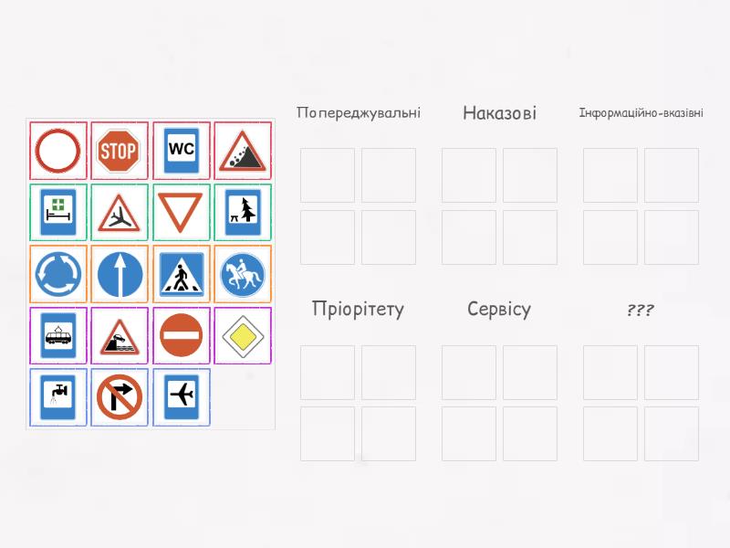 Групи дорожніх знаків - Group sort