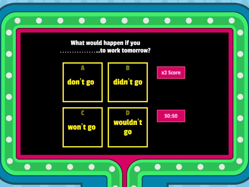 Conditional Sentences -grade 11 - Gameshow Quiz