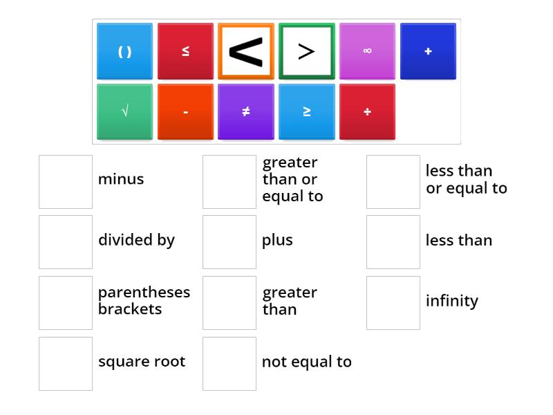 symbols maths - Match up