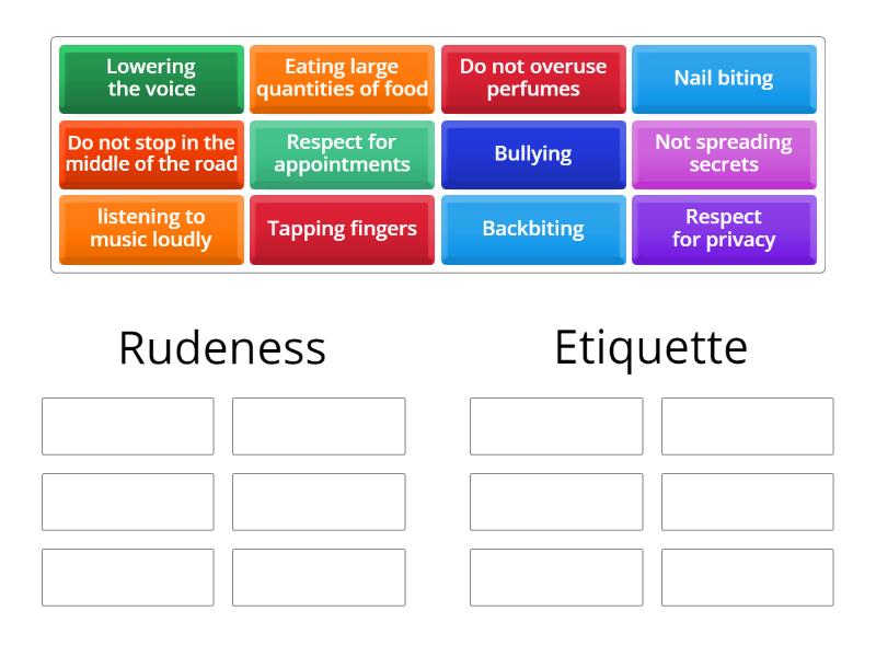 Etiquette - Group sort