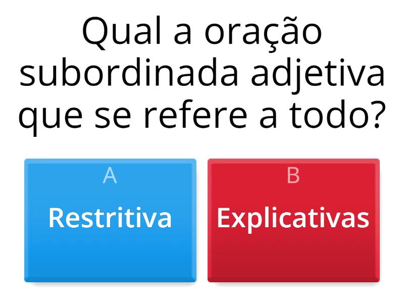 Orações Subordinadas Adjetivas - Questionário