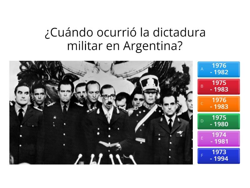 LA DICTADURA MILITAR ARGENTINA Y LA GUERRA DE LAS MALVINAS - Quiz