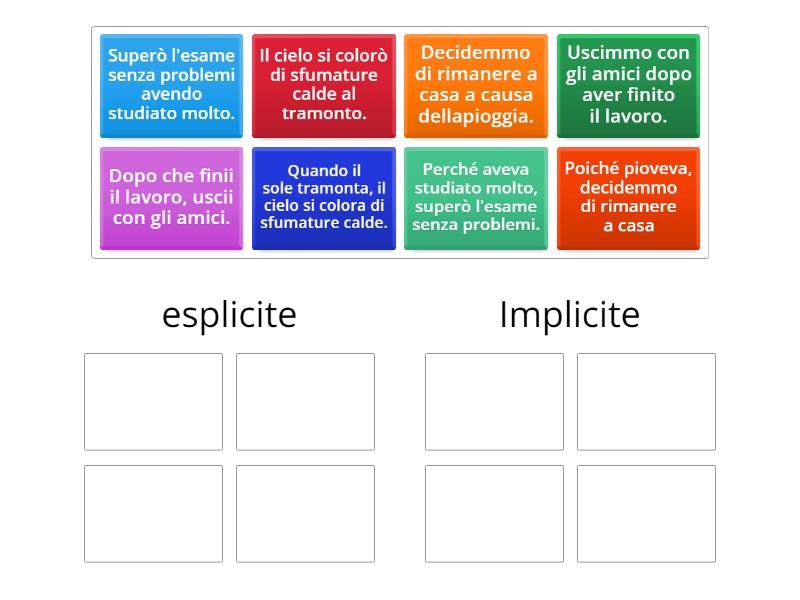 subordinate esplicite e implicite - Group sort